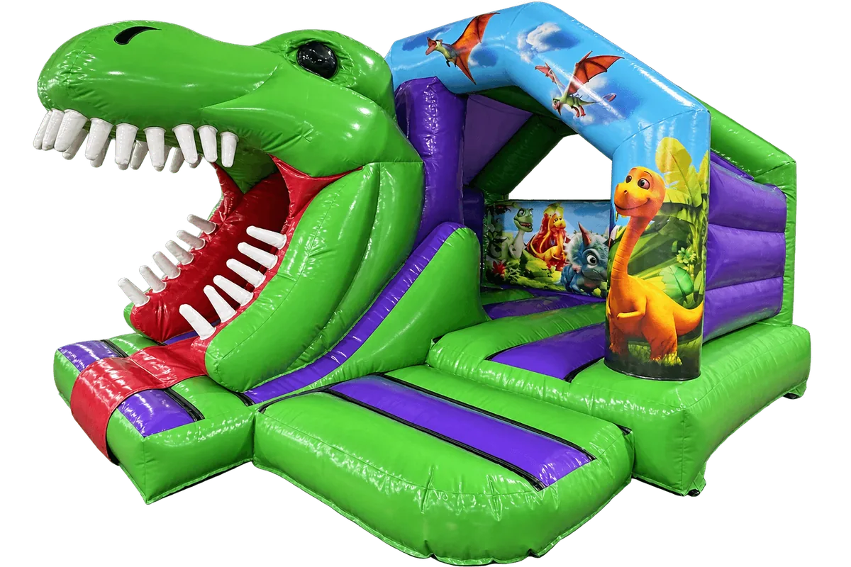 Dmuchaniec 3D Dino ze zjeżdżalnią z przodu — zdjęcie 2 z 2