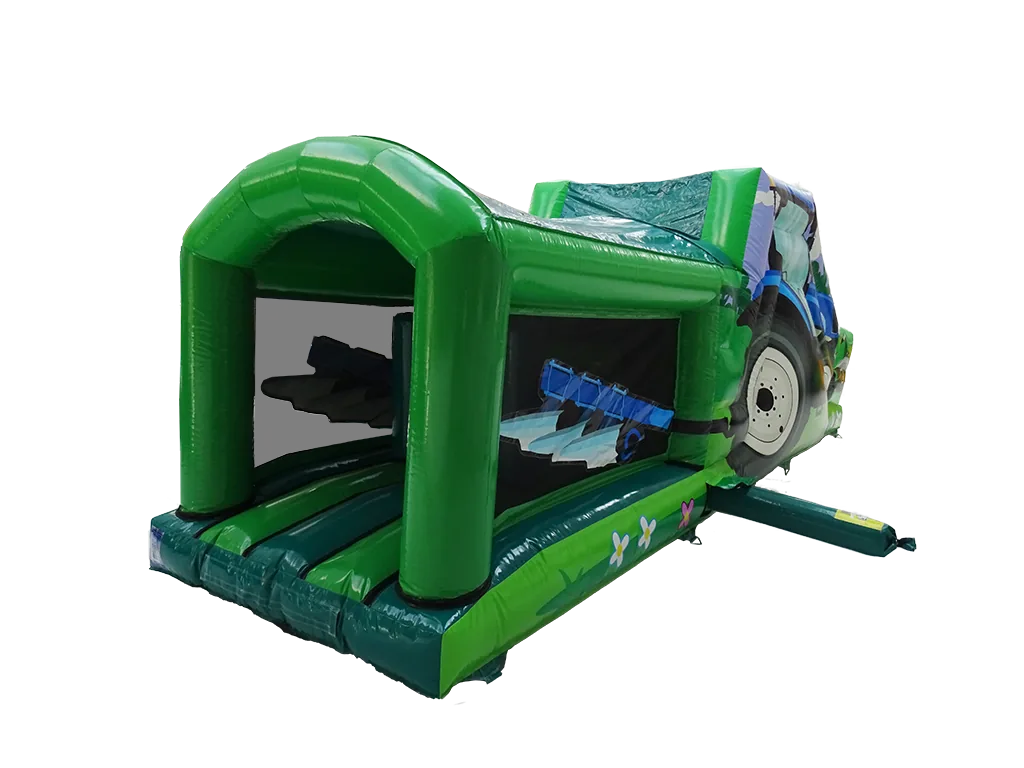 Jednoczęściowy dmuchany tor przeszkód Traktor 8,2 m, niebieski — zdjęcie 4 z 6