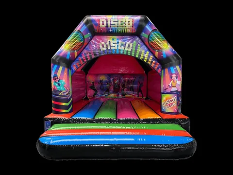 Dmuchaniec rama A Disco z daszkiem 4,8 × 3,7 m, wielokolorowy, wersja Disco Ready