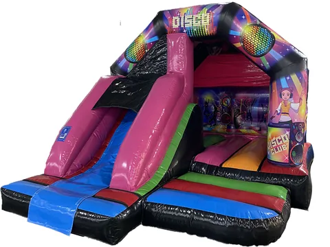 Dmuchaniec kombi Disco ze zjeżdżalnią z przodu 4,6 × 3,7 m, wielokolorowy, wersja Disco Ready