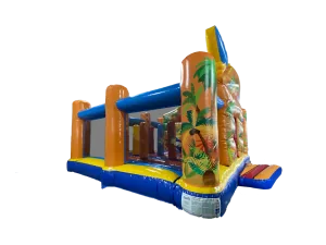 Dmuchany plac zabaw Multiplay z motywem hawajskim 8,1 × 7,4 m — zdjęcie 2 z 5