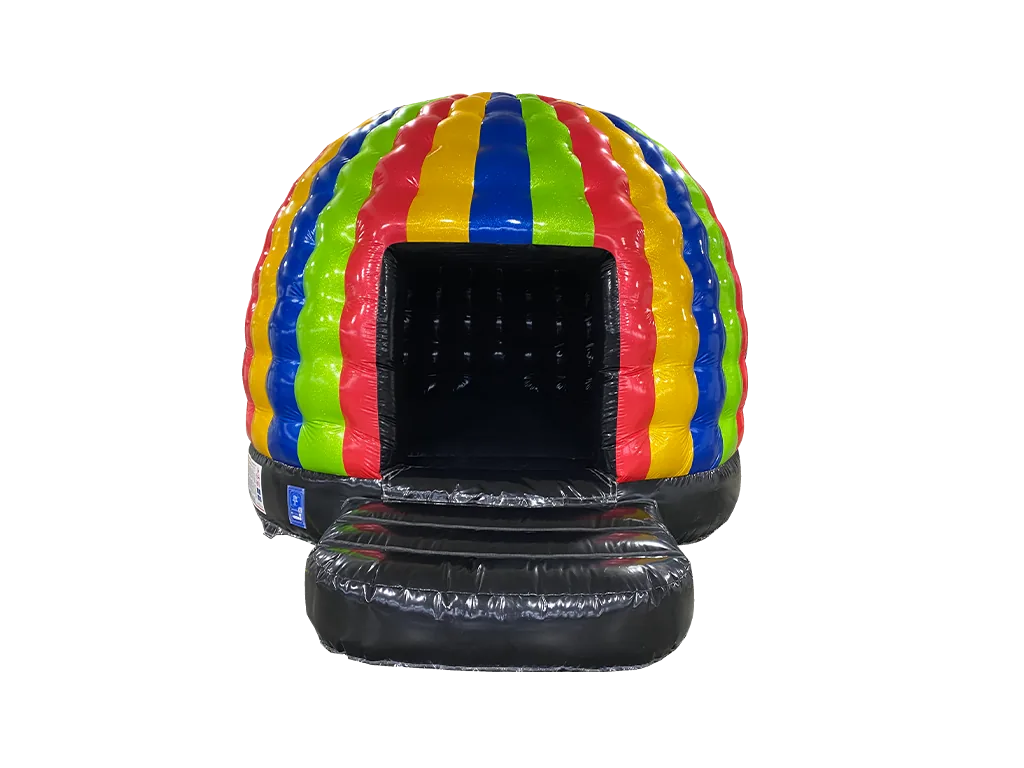 Dmuchana mini kopuła Disco z brokatem 4,8 × 3,8 m, wielokolorowa, wersja Disco Ready — zdjęcie 1 z 6