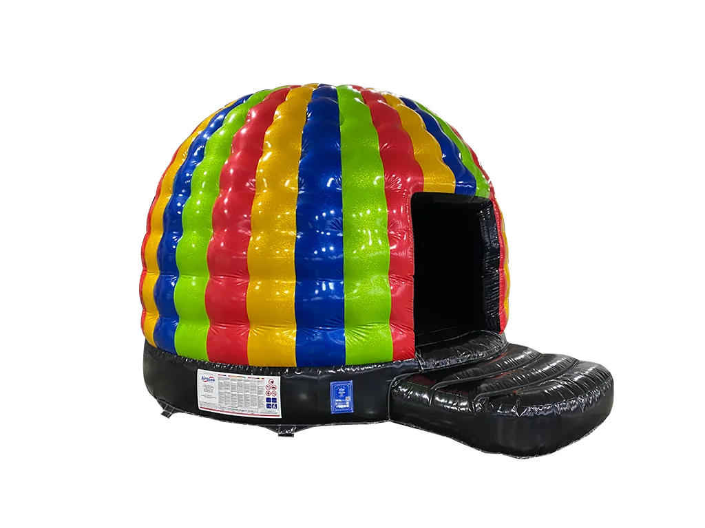 Dmuchana mini kopuła Disco z brokatem 4,8 × 3,8 m, wielokolorowa, wersja Disco Ready — zdjęcie 3 z 6