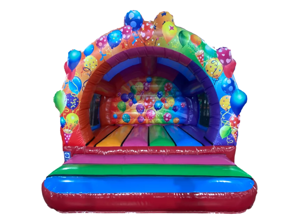 Dmuchaniec Party z profilowanym łukiem 3,8 × 4,2 m, wielokolorowy — zdjęcie 2 z 3
