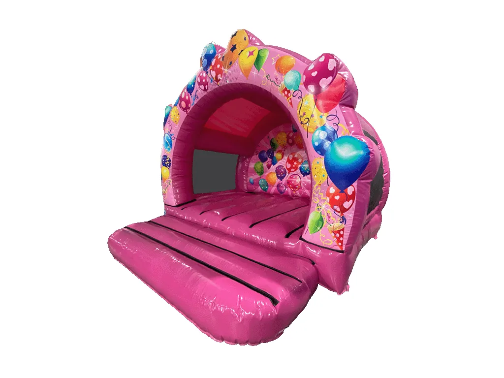 Dmuchaniec Party z profilowanym łukiem 3,8 × 4,2 m, różowy — zdjęcie 2 z 4