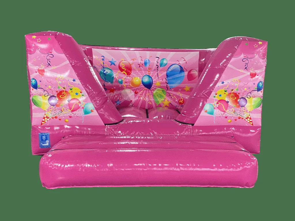 Dmuchany zamek Party z frontem w kształcie litery V 3,7 × 3,7 m, różowy — zdjęcie 1 z 7