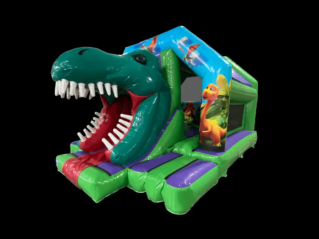 Dmuchaniec kombi 3D Dinozaur ze zjeżdżalnią z przodu 6 × 4 m — zdjęcie 2 z 6
