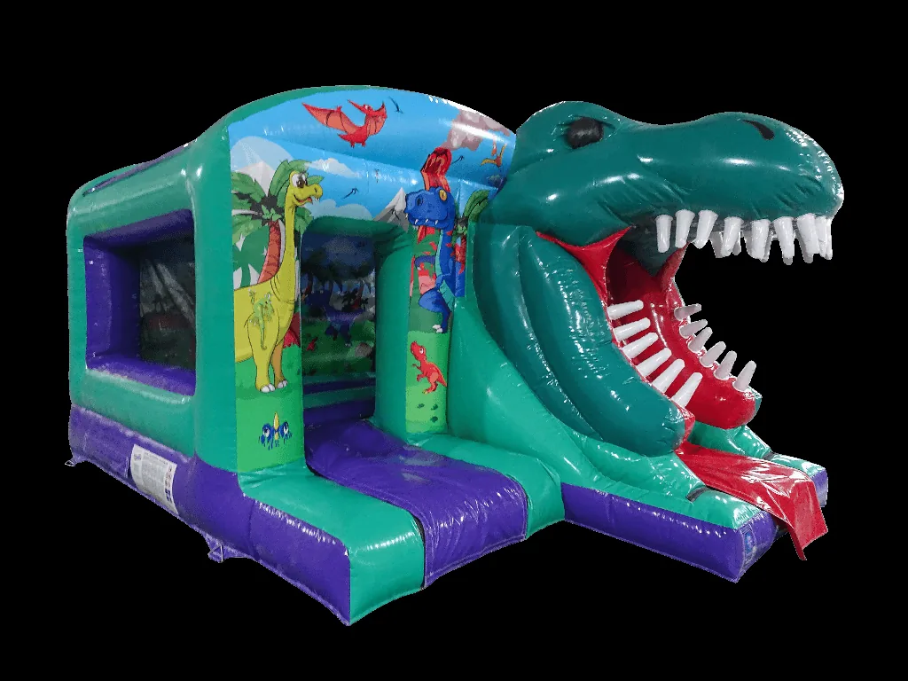 Dmuchaniec kombi 3D Dinozaur ze zjeżdżalnią z przodu 5,5 × 3,9 m — zdjęcie 2 z 5