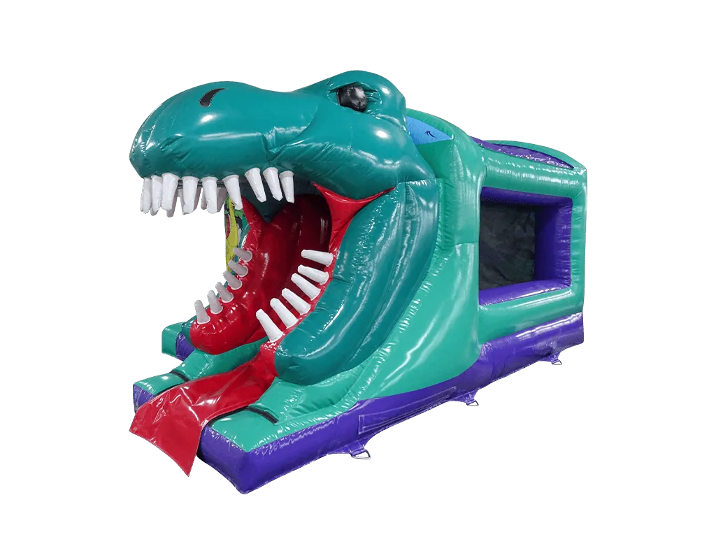 Dmuchaniec kombi 3D Dinozaur ze zjeżdżalnią z przodu 5,5 × 3,9 m — zdjęcie 3 z 5