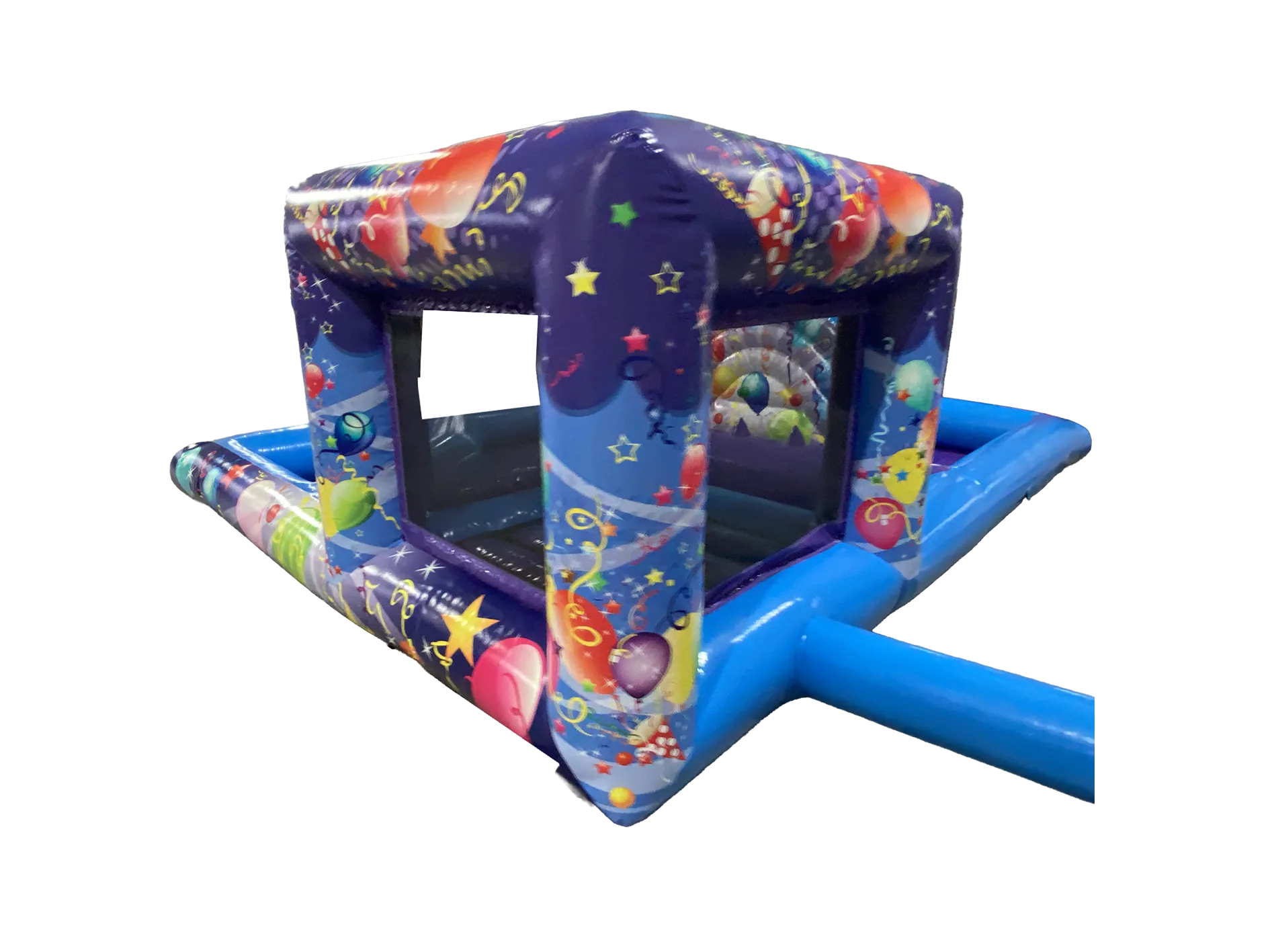 Mini strefa zabaw Party dla maluchów 4 × 5 m, fioletowo-niebieska — zdjęcie 3 z 4