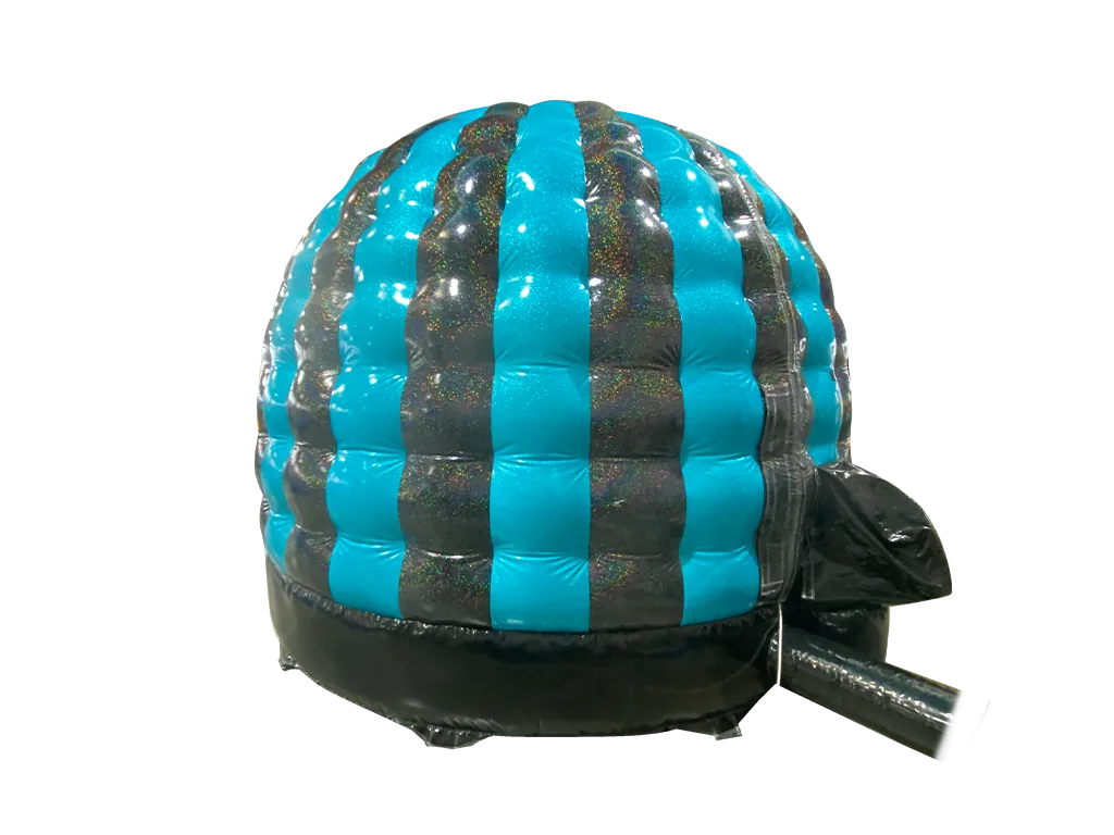 Dmuchana mini kopuła Disco z brokatem 4,8 × 3,8 m, fioletowo-błękitno-różowa, wersja Disco Ready — zdjęcie 11 z 19