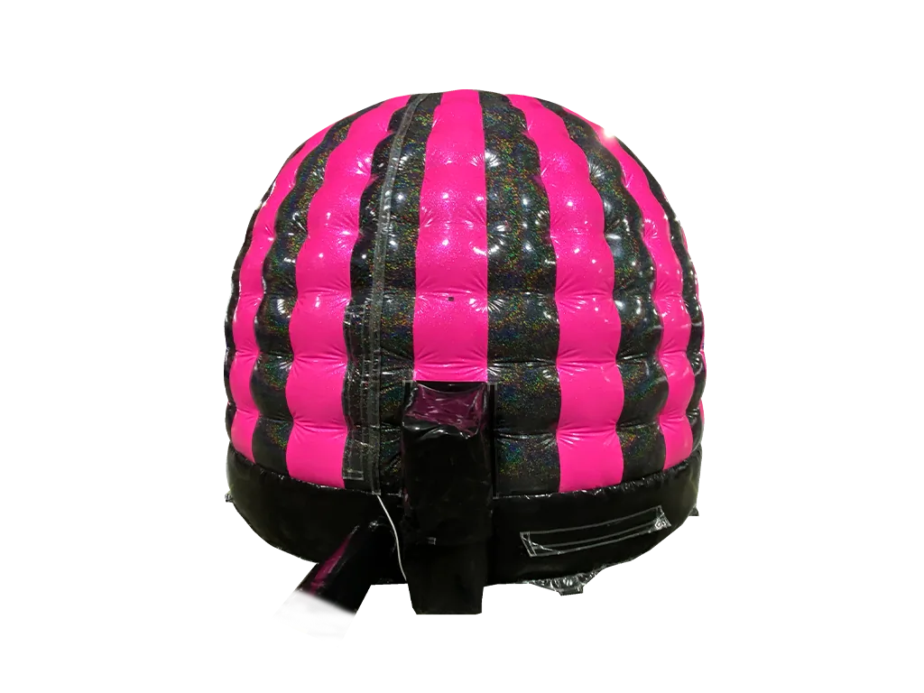 Dmuchana mini kopuła Disco z brokatem 4,8 × 3,8 m, fioletowo-błękitno-różowa, wersja Disco Ready — zdjęcie 16 z 19