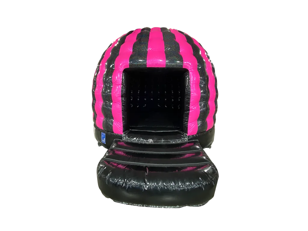 Dmuchana mini kopuła Disco z brokatem 4,8 × 3,8 m, fioletowo-błękitno-różowa, wersja Disco Ready — zdjęcie 17 z 19