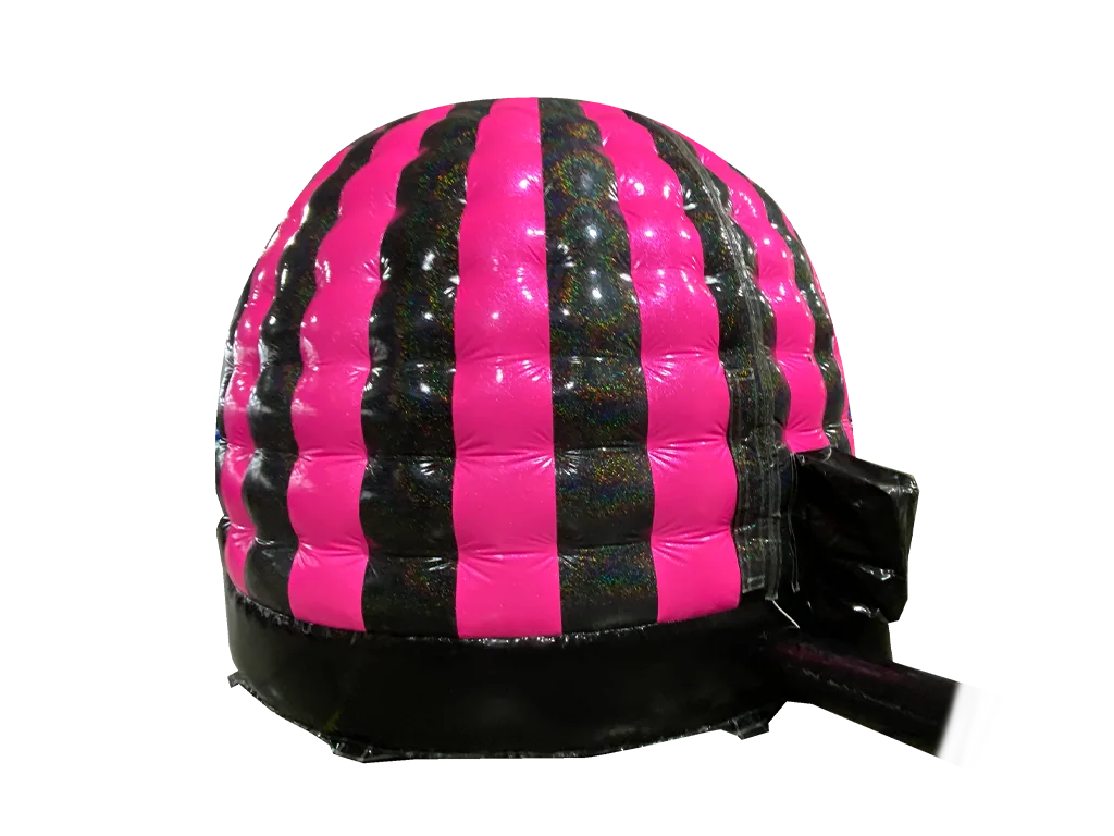 Dmuchana mini kopuła Disco z brokatem 4,8 × 3,8 m, fioletowo-błękitno-różowa, wersja Disco Ready — zdjęcie 18 z 19