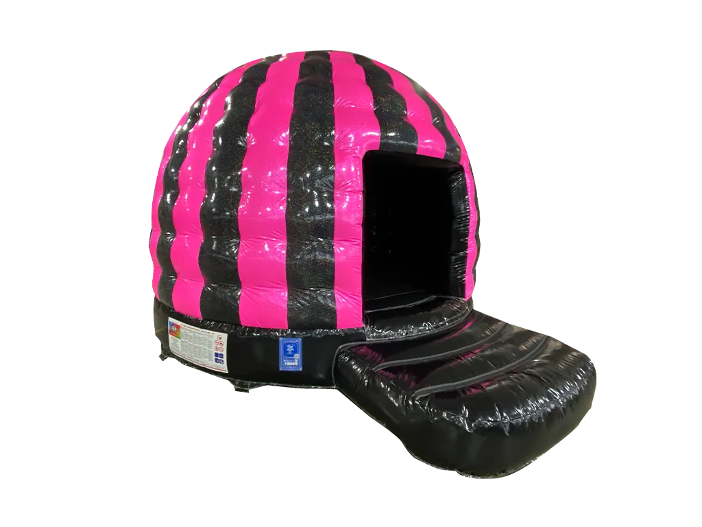 Dmuchana mini kopuła Disco z brokatem 4,8 × 3,8 m, fioletowo-błękitno-różowa, wersja Disco Ready — zdjęcie 19 z 19