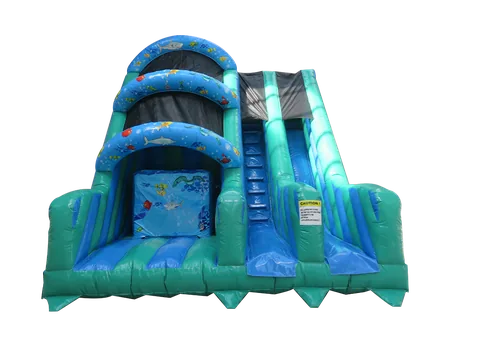Dmuchana platforma Base Jump 3 m ze zjeżdżalnią, motyw oceaniczny