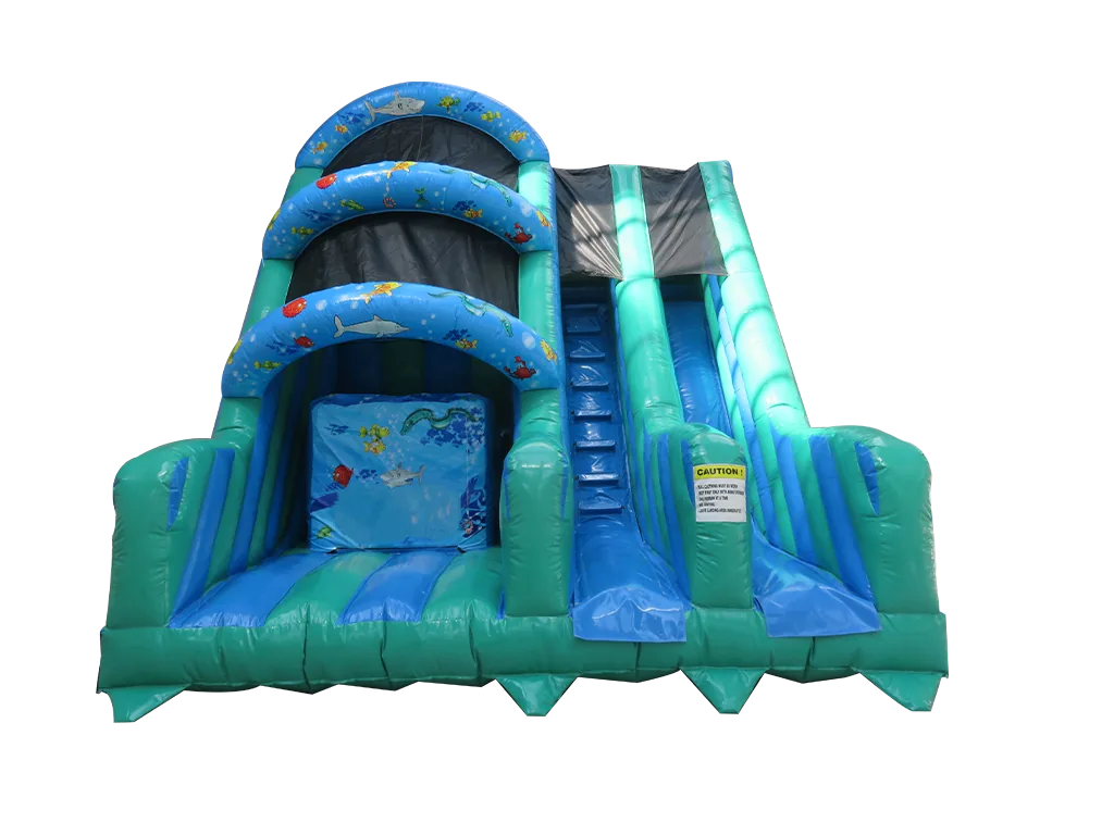 Dmuchana platforma Base Jump 3 m ze zjeżdżalnią, motyw oceaniczny — zdjęcie 1 z 4