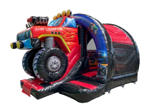 Dmuchaniec kombi 3D Monster truck z zakrzywioną zjeżdżalnią z przodu 4,8 × 4,5 m