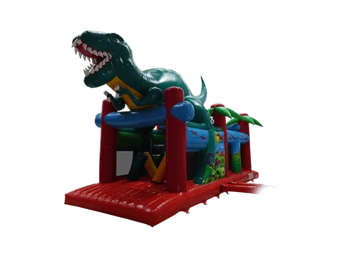 Jednoczęściowy dmuchany tor przeszkód 3D Dinozaur 10 × 4,2 m