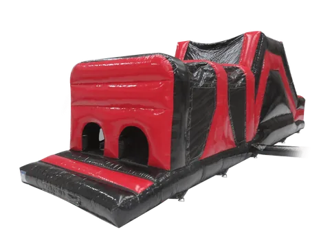 Jednoczęściowy dmuchany tor przeszkód Energy Assault bez motywu 10 × 3,1 m, czerwono-czarny