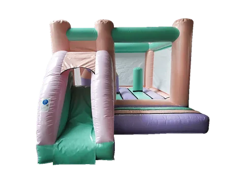 Dmuchaniec Midi z przednią zjeżdżalnią 4,7 × 3,3 m, pastelowy wielokolorowy