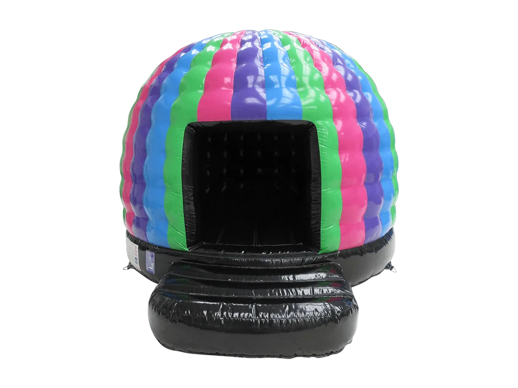 Dmuchana mini kopuła Disco 4,7 × 3,8 m, wielokolorowa, wersja Disco Ready — zdjęcie 1 z 6