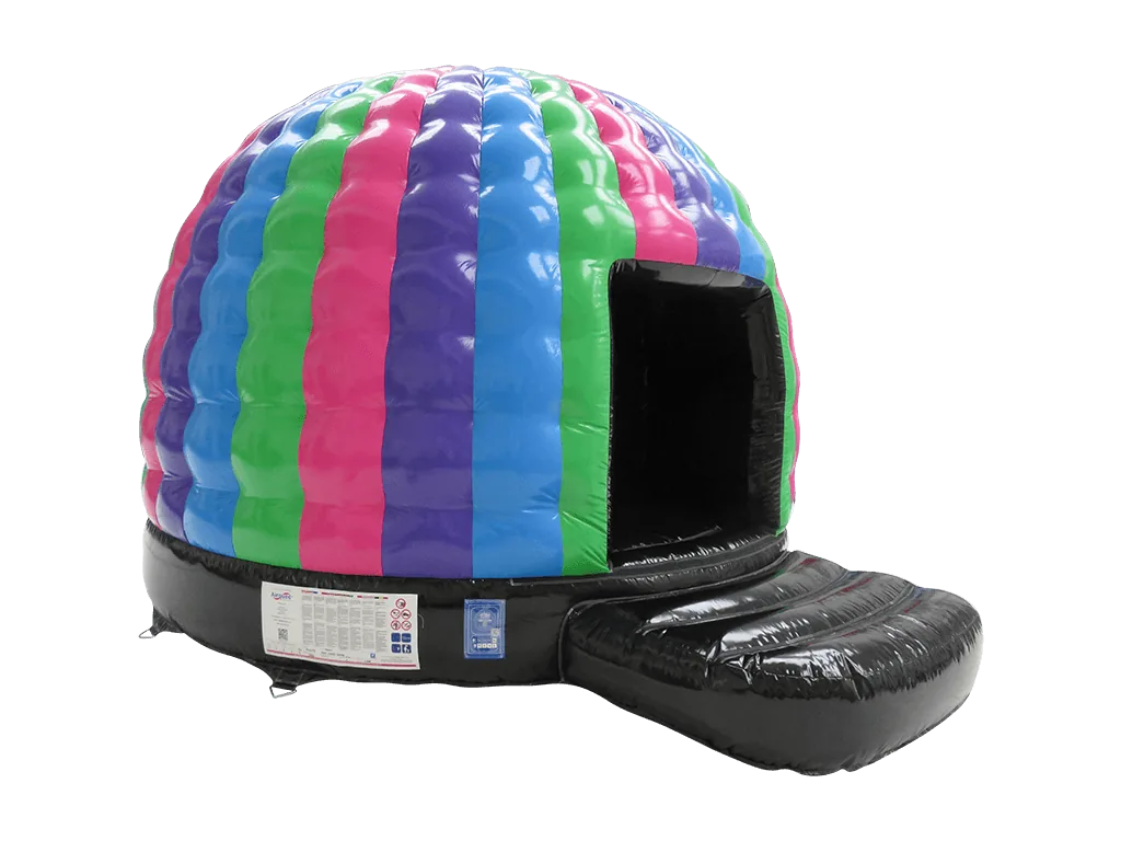 Dmuchana mini kopuła Disco 4,7 × 3,8 m, wielokolorowa, wersja Disco Ready — zdjęcie 2 z 6