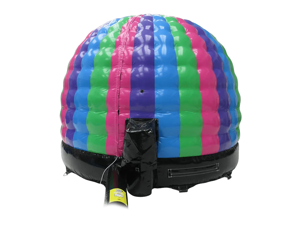 Dmuchana mini kopuła Disco 4,7 × 3,8 m, wielokolorowa, wersja Disco Ready — zdjęcie 4 z 6