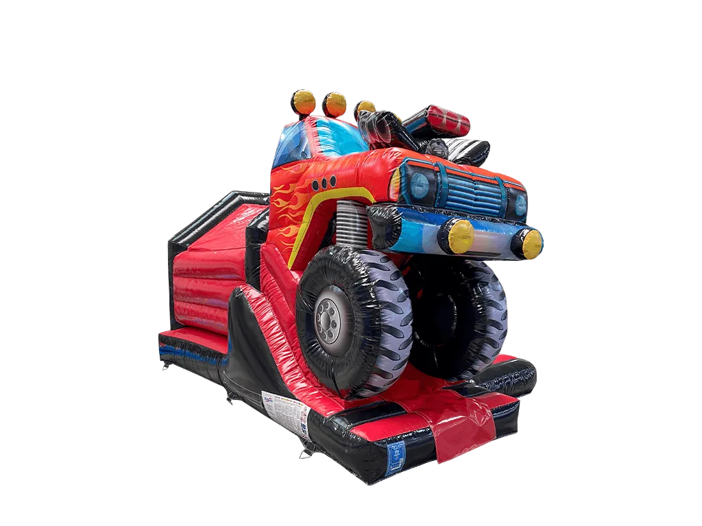 Dmuchaniec kombi 3D Monster truck ze zjeżdżalnią z przodu 5,5 × 3,7 m — zdjęcie 4 z 5