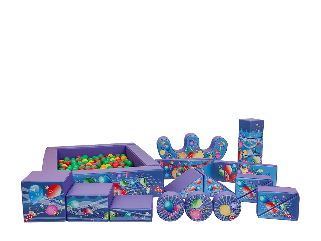 Zestaw soft play Party, 19 elementów, fioletowy — zdjęcie 1 z 20