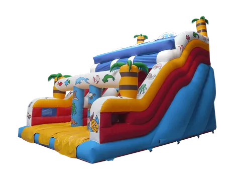 Dmuchana zjeżdżalnia Ocean dwutorowa z podestem 3,4 m, 7,9 × 5,7 m